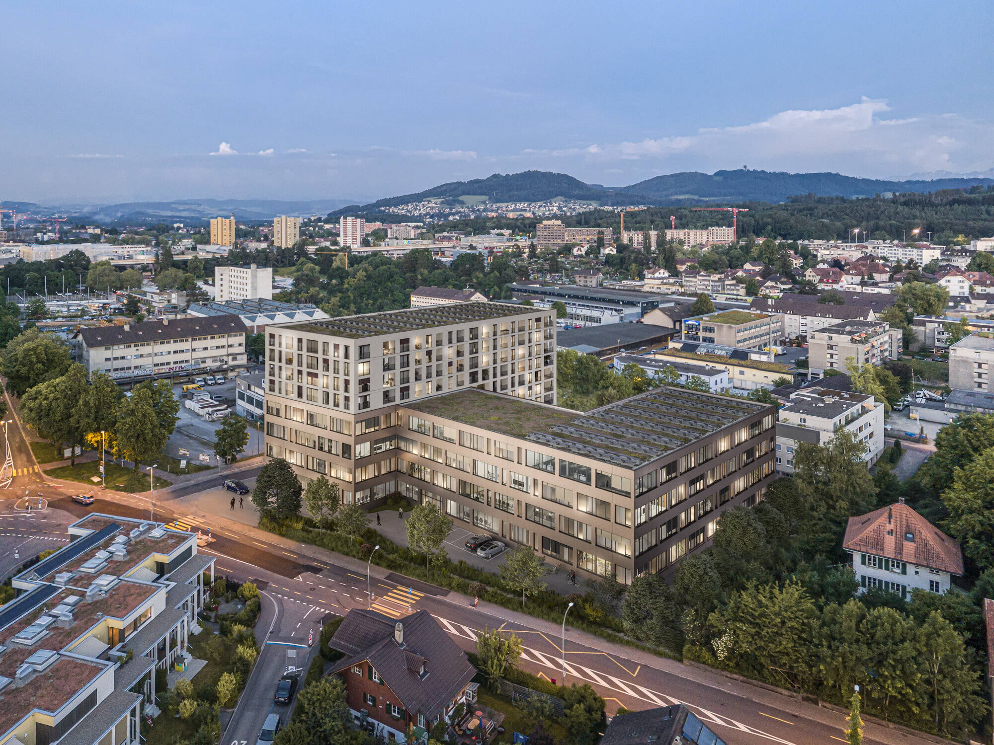 Fotografie, Visualisierung, Dämmerung, Gewerbe, 360° Panorama, Architekturvisualisierungen, 3D Rendering, Immobilienvisualisierungen
