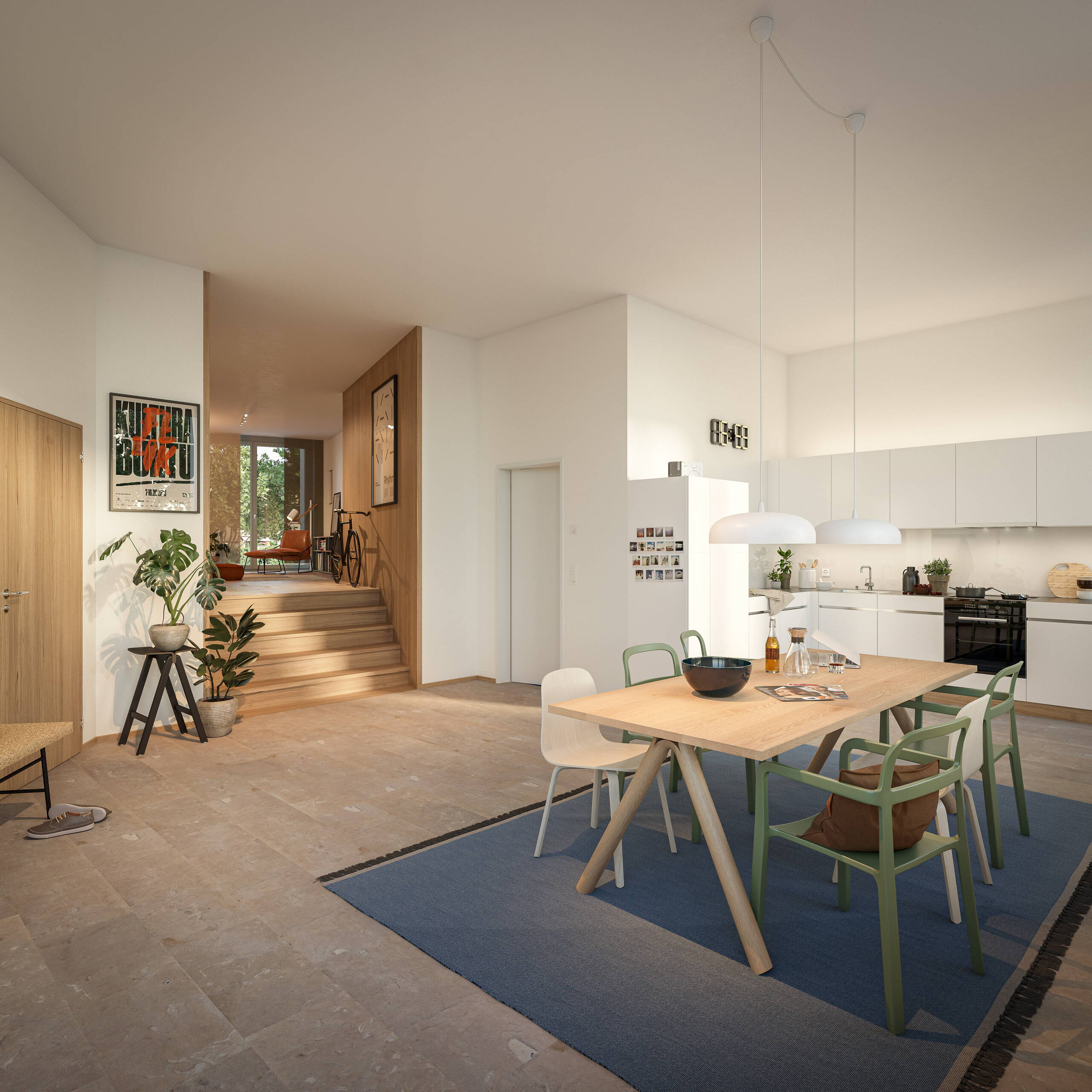 Eggbuehl Innenvisualisierung Wohnung im Erdgeschoss, Architekturvisualisierungen, Innenvisualisierung, 3D Rendering, Immobilienvisualisierungen