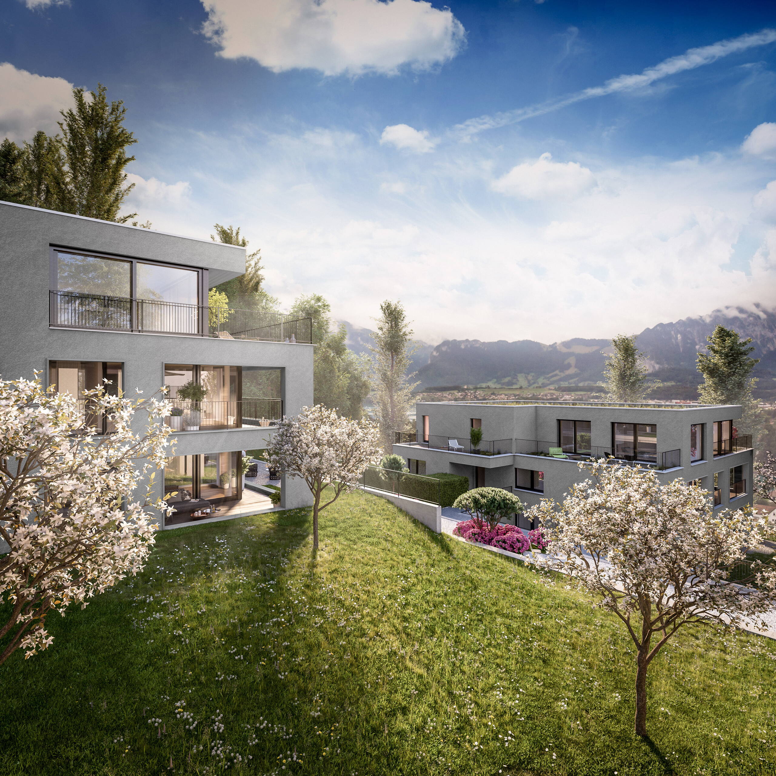 Architekturvisualisierung, Besuchersicht, Schönegg Thun, Aussenvisualisierung, 3D Rendering, Raumbilder