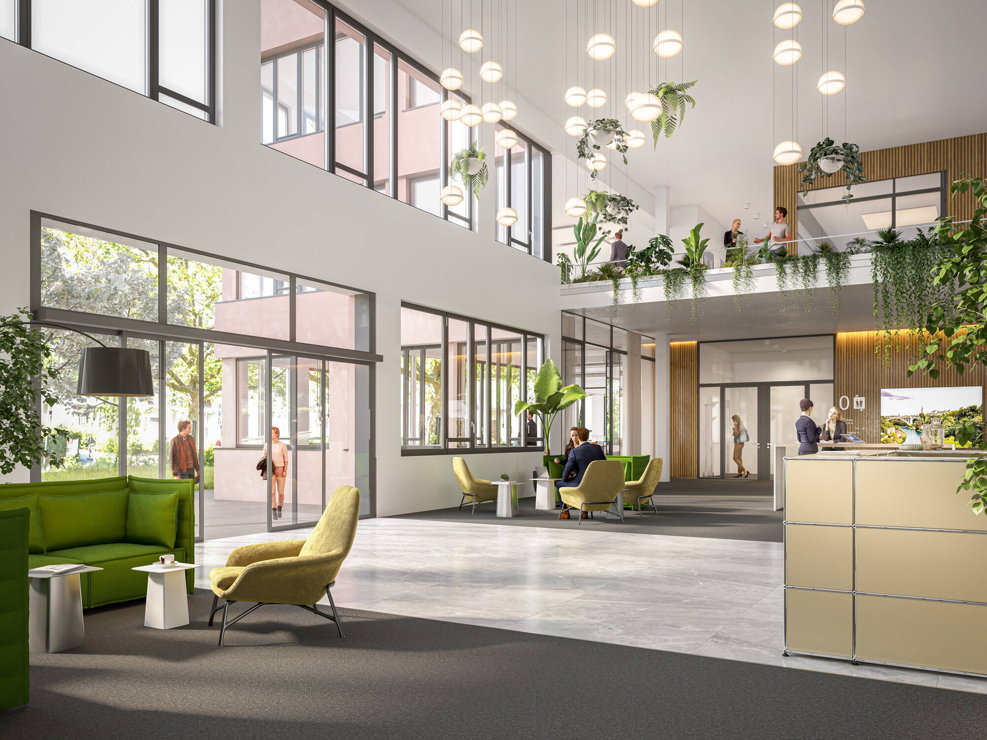 Empfang Gewerbe, Architektur, Visualisierung, 3D Rendering, Architekturvisualisierungen, Innenvisualisierung, Immobilienvisualisierungen