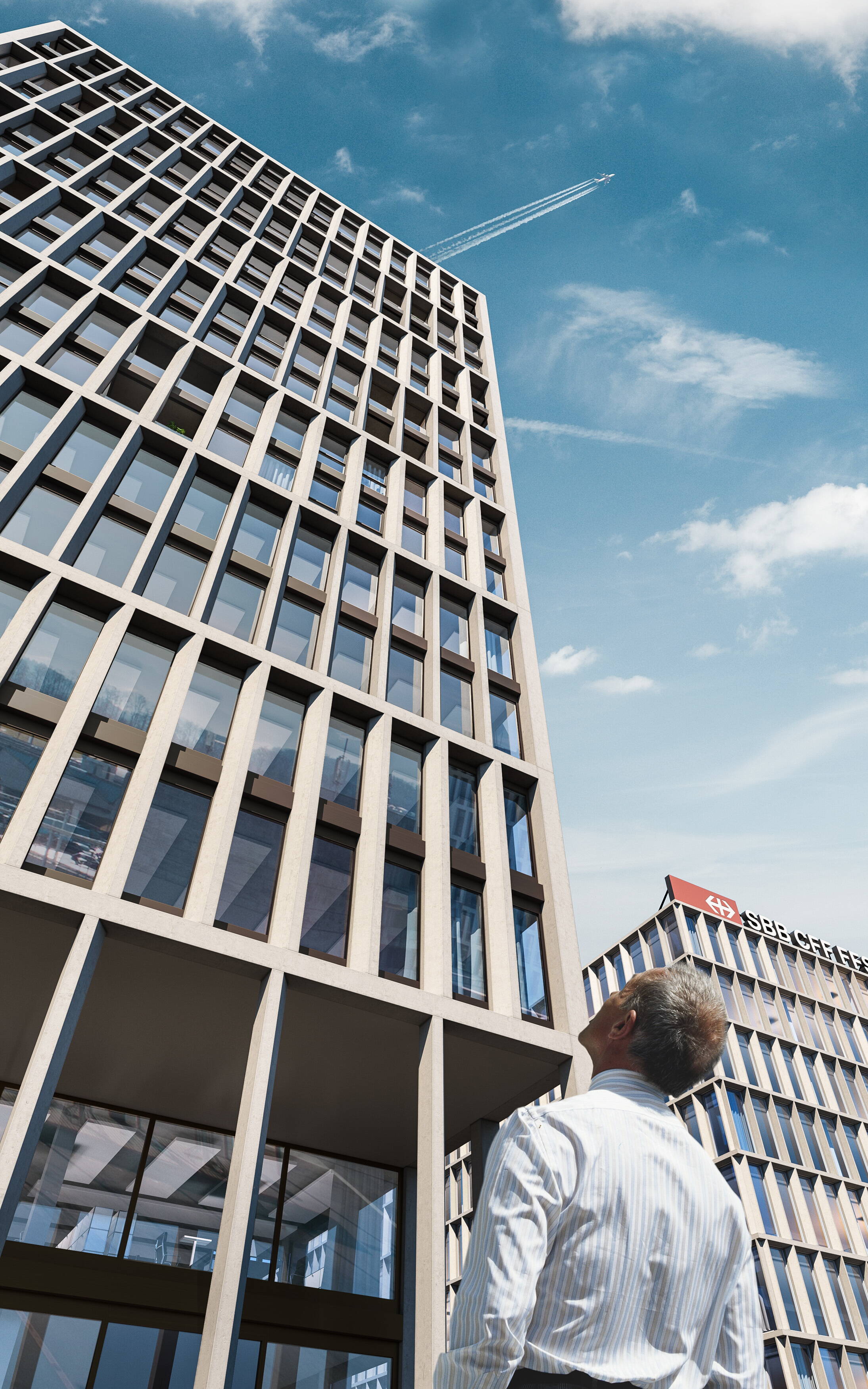 Trio Wankdorf, Besuchersicht nahe, Architekturvisualisierungen