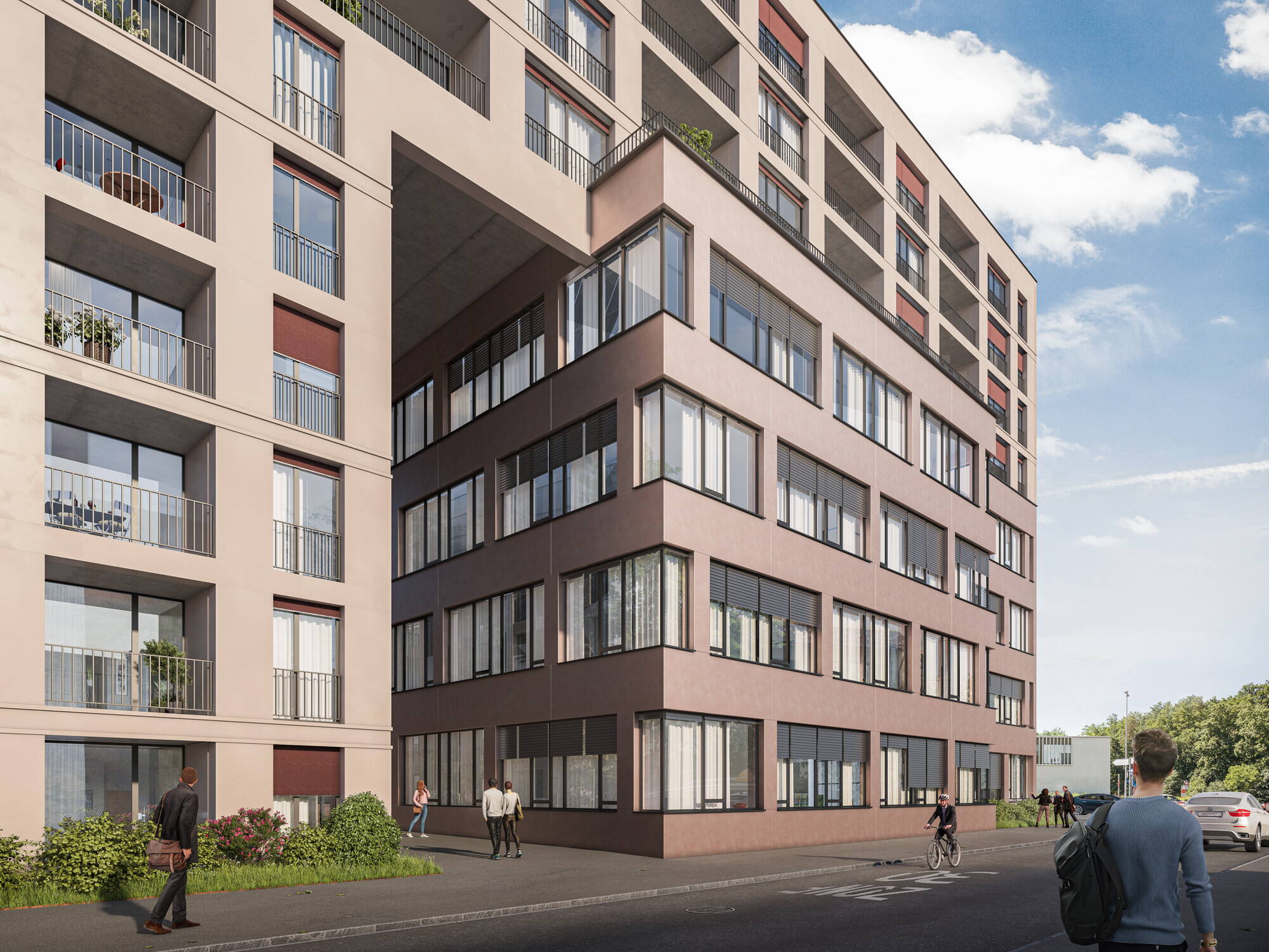 Besucherperspektive, Strasse, Visualisierung, 3D Rendering, Architekturvisualisierungen, Aussenvisualisierung, Immobilienvisualisierungen