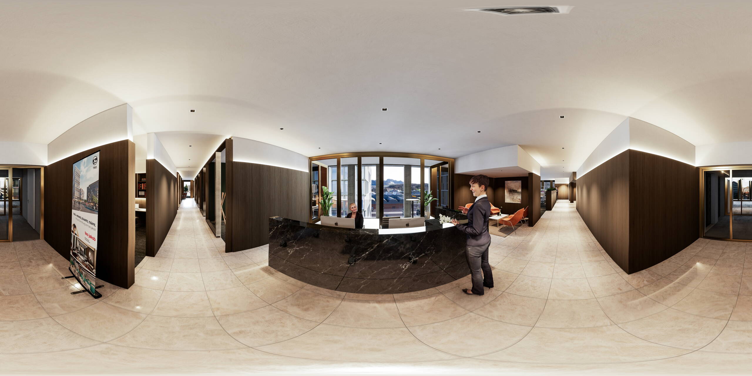 Trio Wankdorf, classic office, Virtual Reality, VR Rundgang, 3D, 360° Panorama, Visualisierungen, Bürobesichtigung