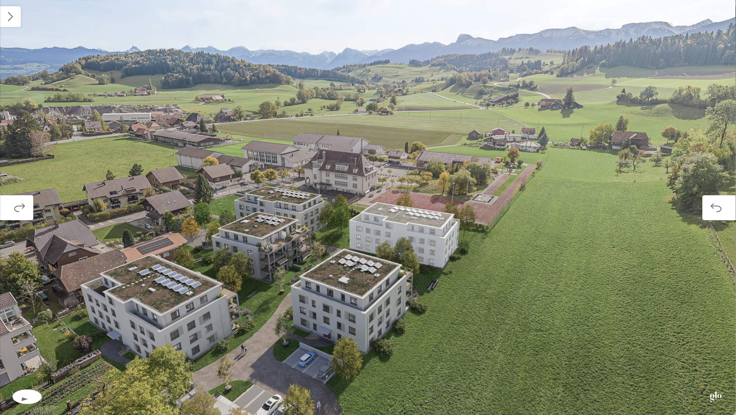 Dorfpark, Riggisberg, MotionPanos, 360° Panoramen, Immobilienvisualisierungen, Architekturvisualisierungen, virtueller Rundgang, RoomFinder, Visualisierung Aussen, Drohnenaufnahmen, Virtuelle Innenarchitektur, Vogelperspektive