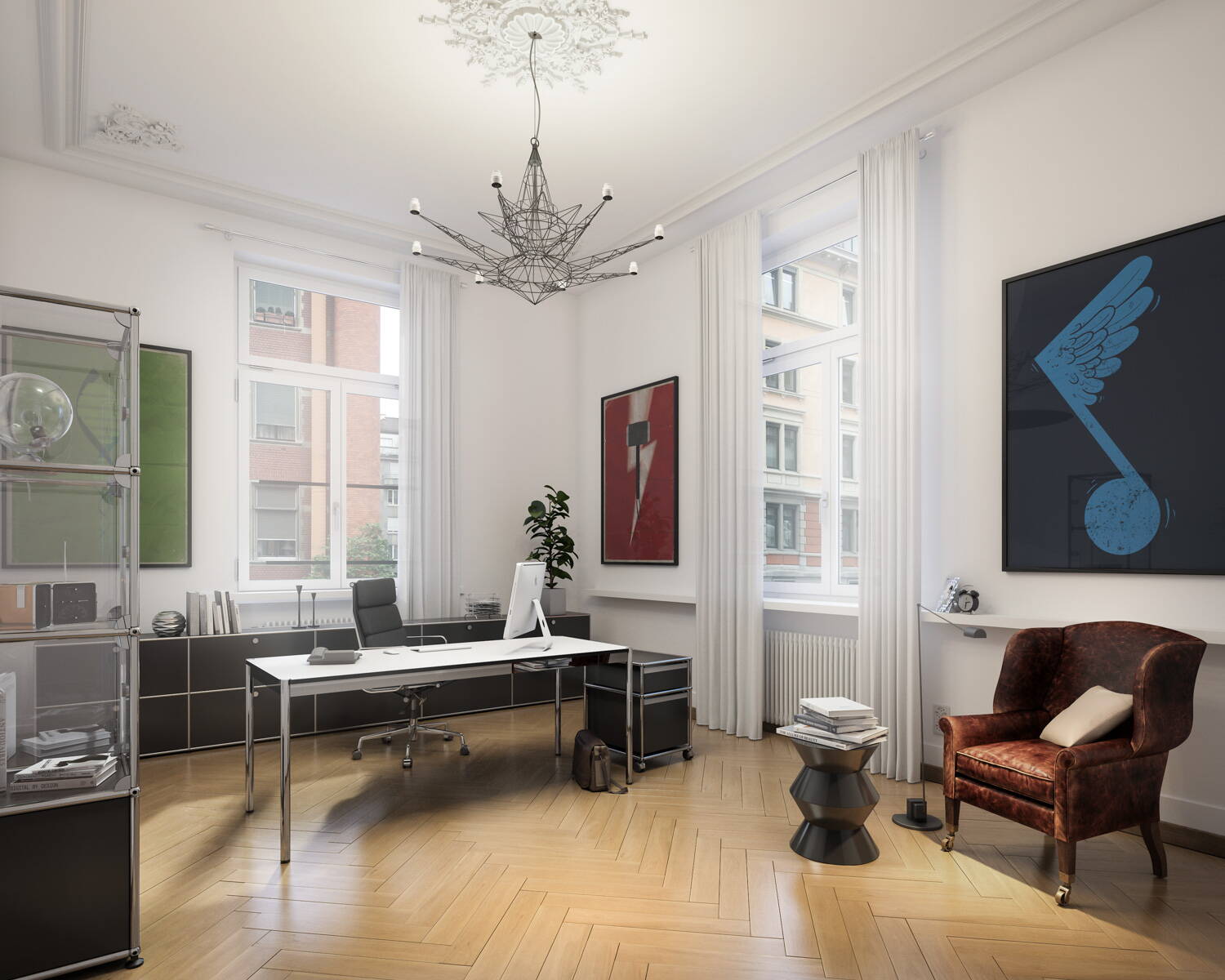 visualisierung, 3d, innenbereich, zürich, büro