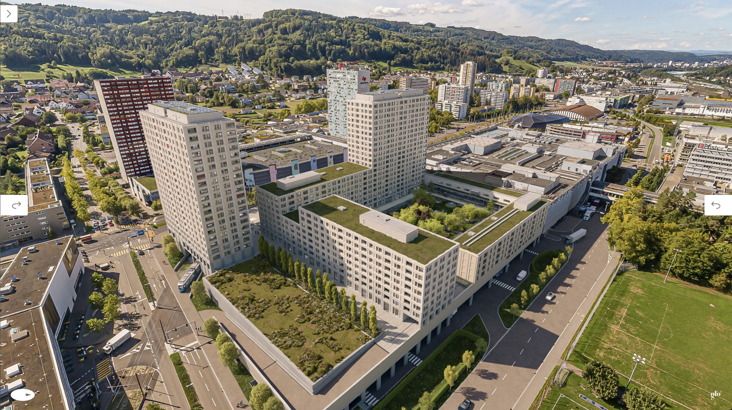 Tivoli Garten, Spreitenbach, MotionPanos, 360° Panoramen, Immobilienvisualisierungen, Architekturvisualisierungen, virtueller Rundgang, RoomFinder, Visualisierung Aussen, Drohnenaufnahmen, Virtuelle Innenarchitektur, Wohnen, Gewerbe