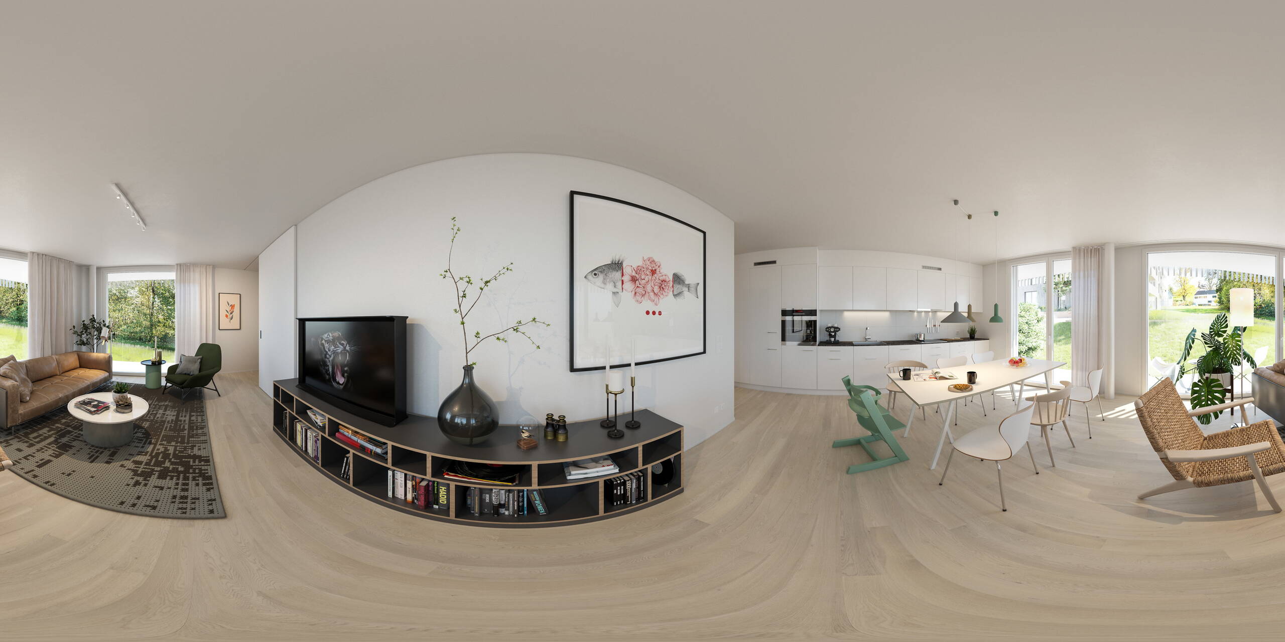 Architekturvisualisierung, Wohnen Büro, Innenvisualisierung, Immobilienvisualisierungen, 360° Panoramatour, Rundumbesichtigung