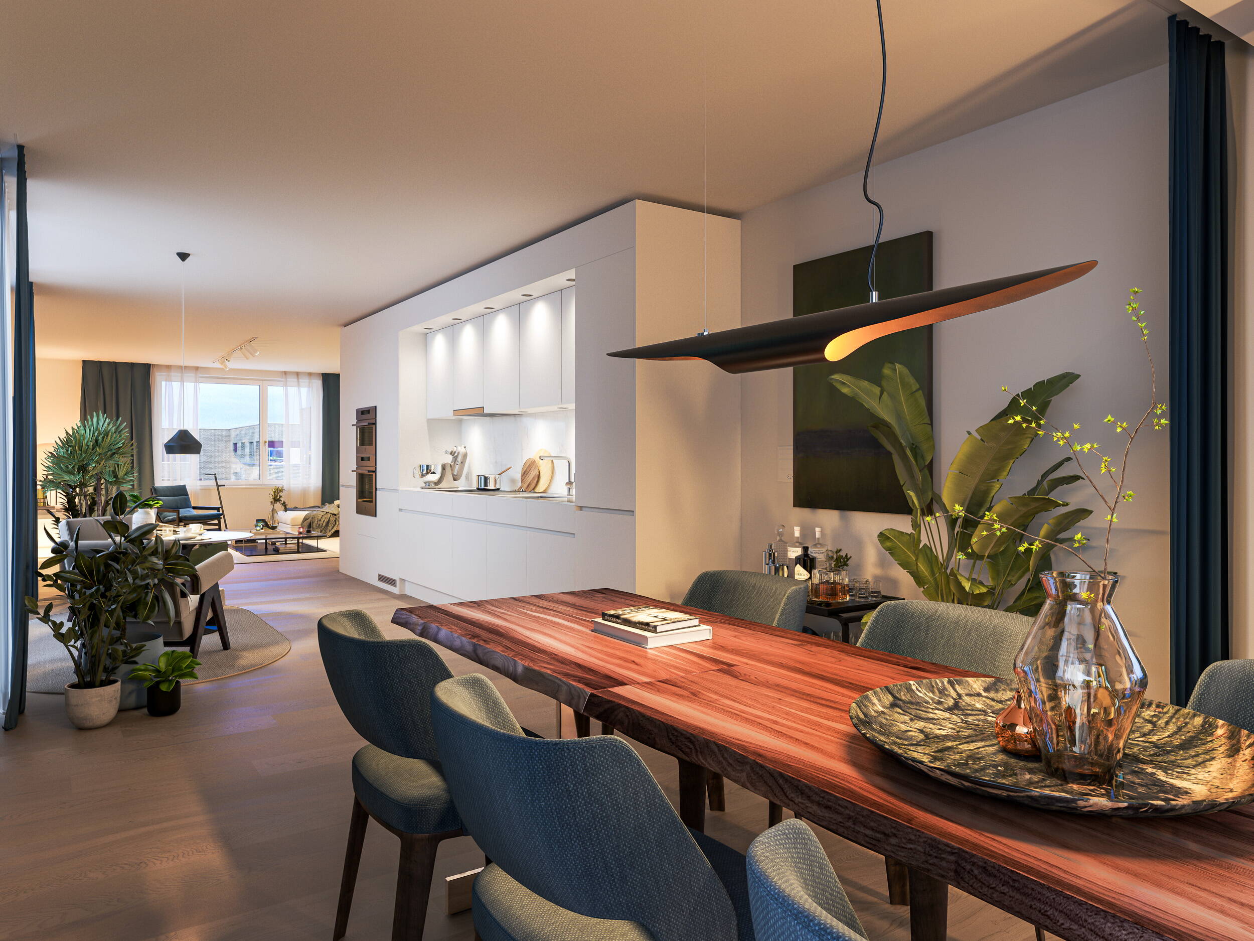 Projekte, Franz Mythenquai, MotionPanos, 360° Panoramen, Immobilienvisualisierungen, Architekturvisualisierungen, Wohnen, virtueller Rundgang, Visualisierung Innen, Raumbilder, Drohnenaufnahmen, Virtuelle Innenarchitektur, Essbereich, Küche