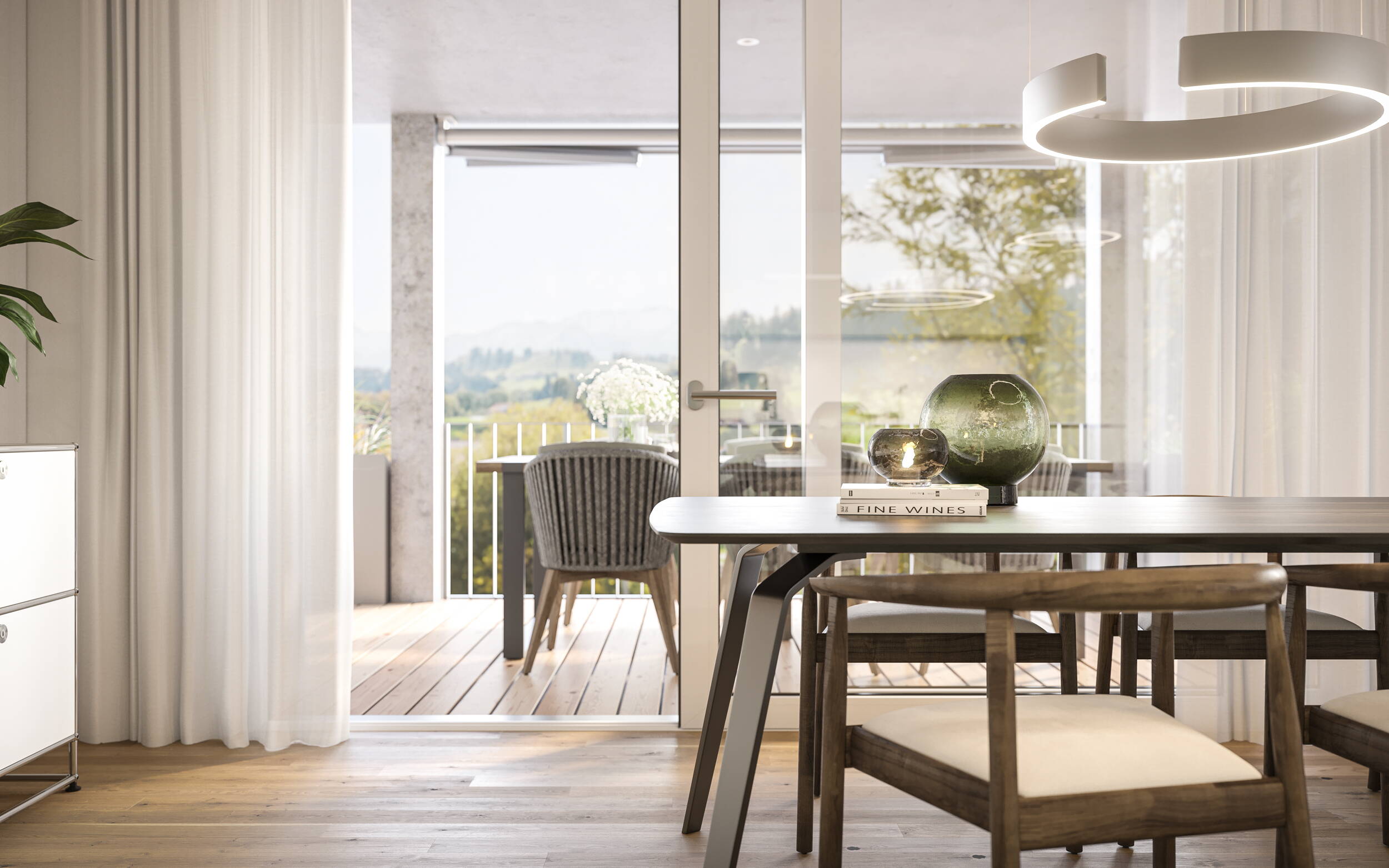 Dorfpark, Riggisberg, MotionPanos, 360° Panoramen, Immobilienvisualisierungen, Architekturvisualisierungen, virtueller Rundgang, RoomFinder, Visualisierung Aussen, Drohnenaufnahmen, Virtuelle Innenarchitektur, Küche Close-up, Terrasse