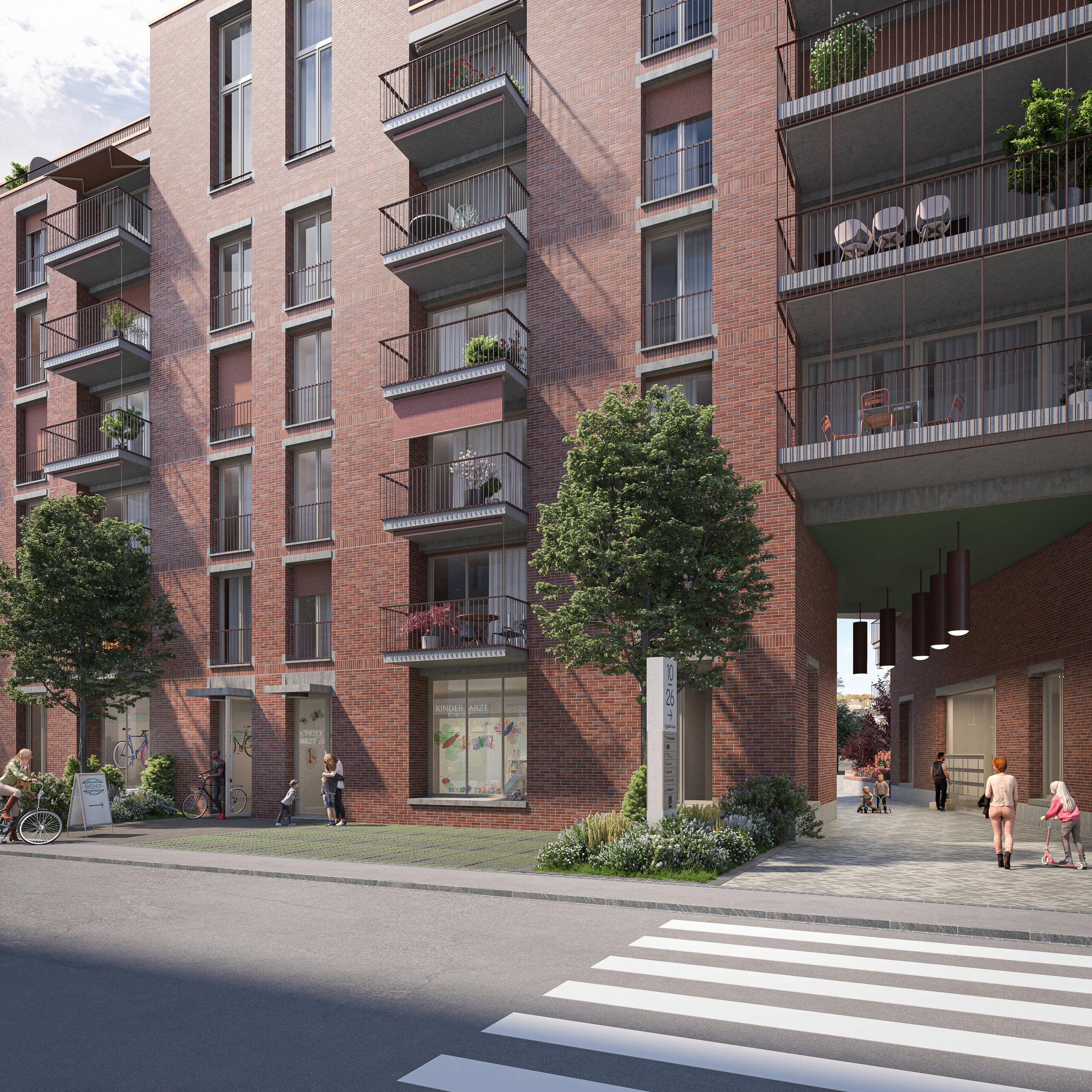 Eggbuehl Aussenvisualisierung Gewerbeeingang, Architekturvisualisierungen, 360° Panorama, 3D Rendering, Immobilienvisualisierungen