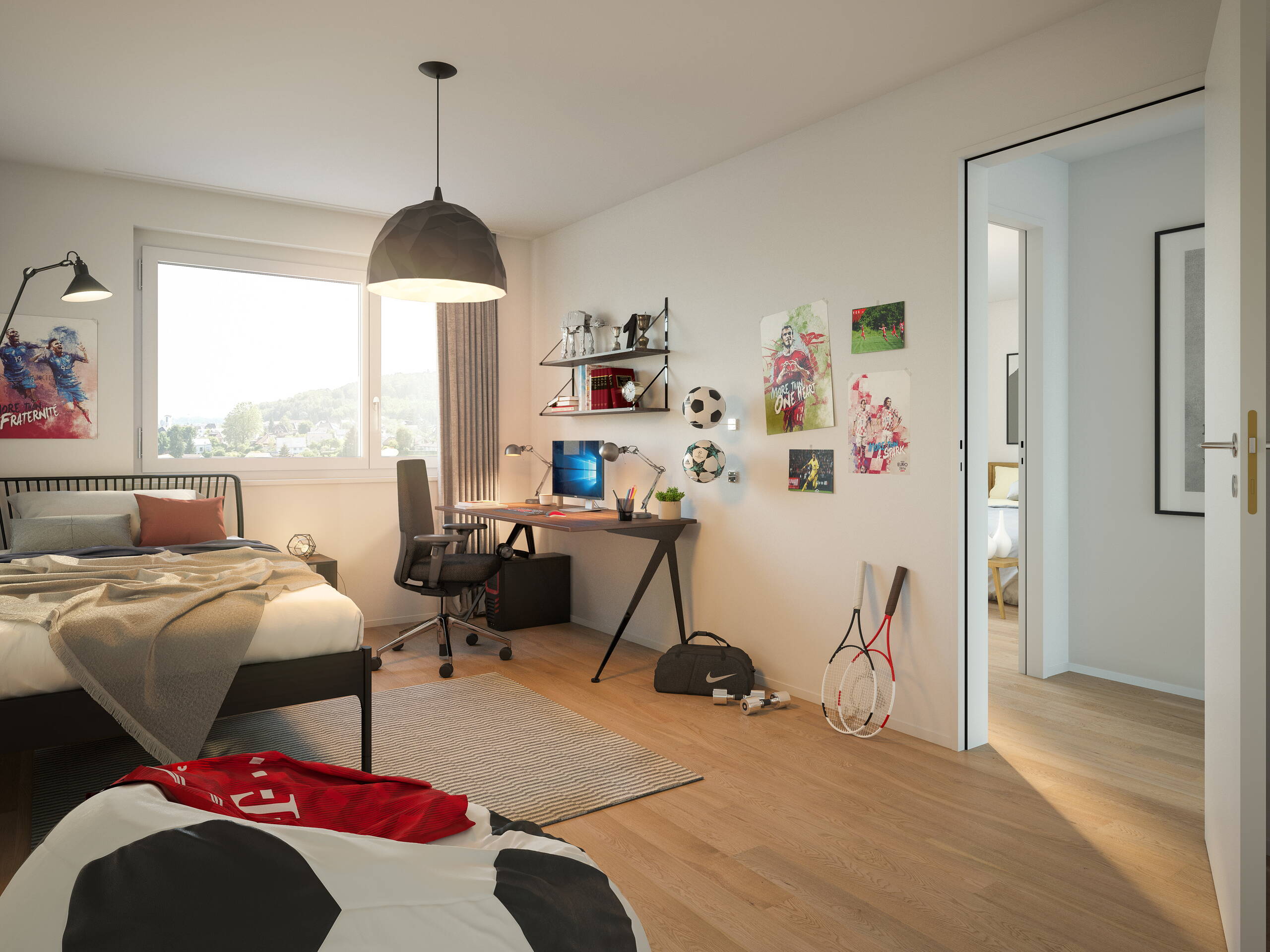 Jugendzimmer, Innenvisualisierung, Schöngrün, Biberist, Architekturvisualisierungen