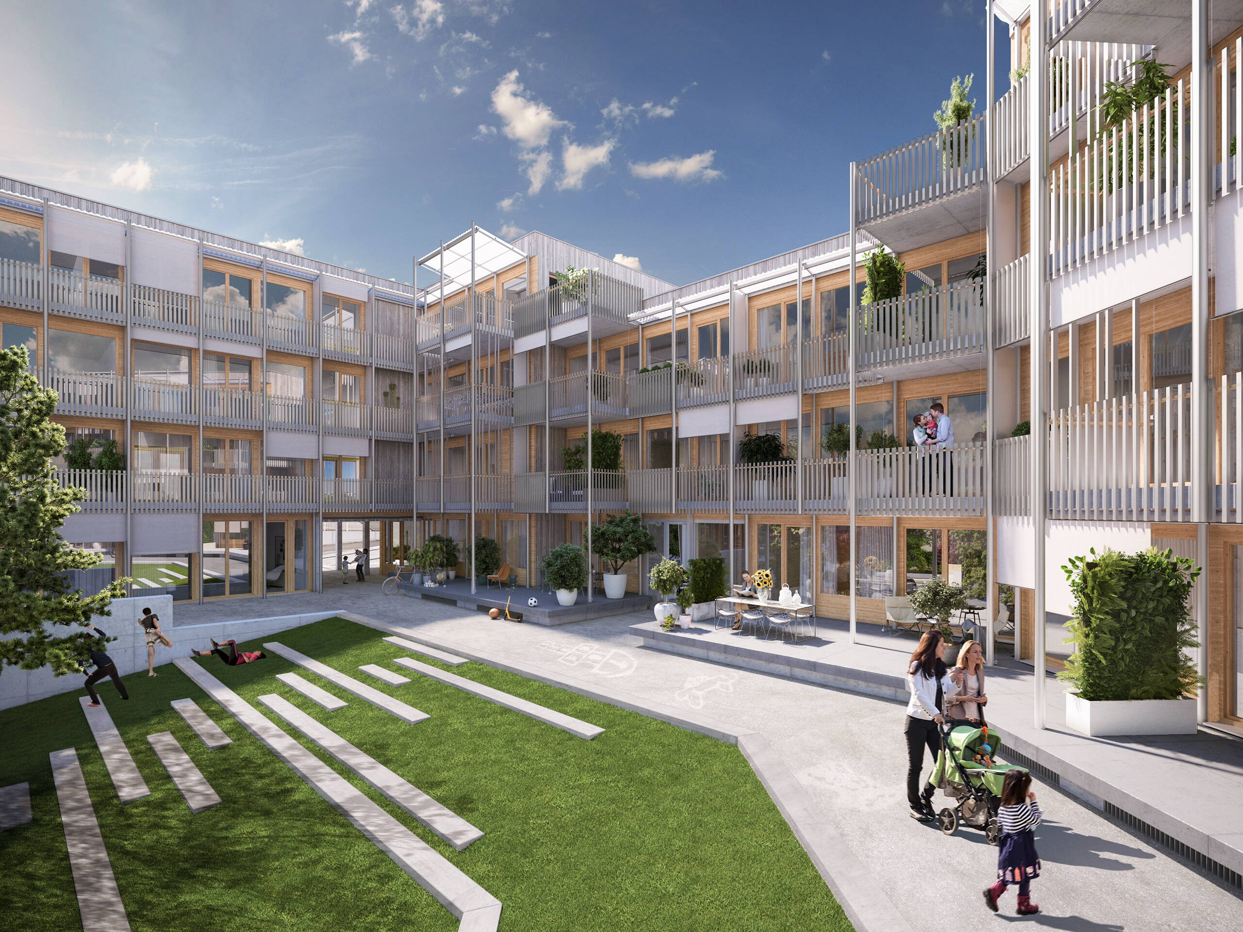 Projekte, im quellgrün, Hof Dämmerung, 360° Panoramen, Immobilienvisualisierungen, Architekturvisusierungen, Aussenvisualisierungen, virtueller Rundgang, 360° Panoramatour