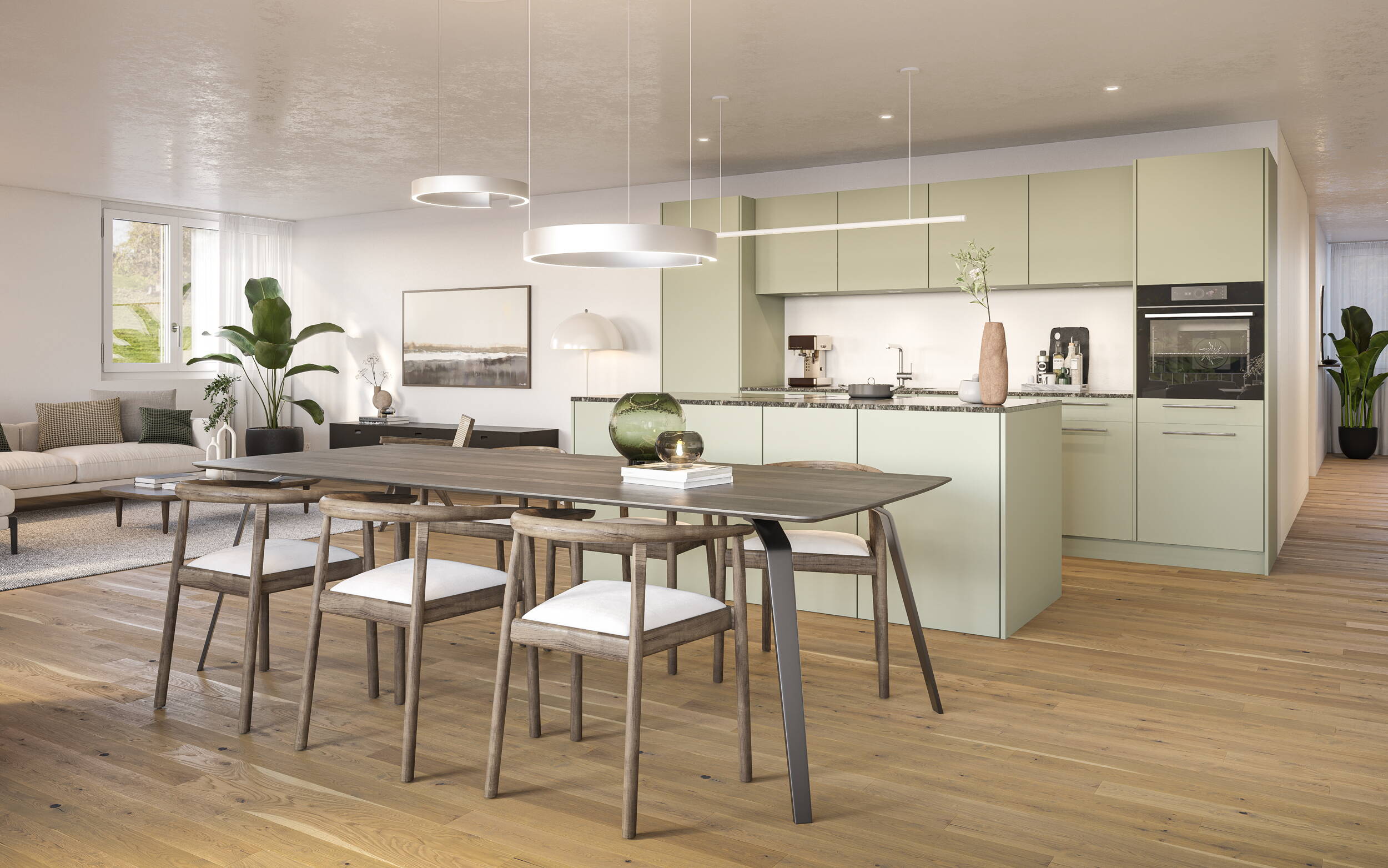 Dorfpark, Riggisberg, MotionPanos, 360° Panoramen, Immobilienvisualisierungen, Architekturvisualisierungen, virtueller Rundgang, RoomFinder, Visualisierung Aussen, Drohnenaufnahmen, Virtuelle Innenarchitektur, Küche