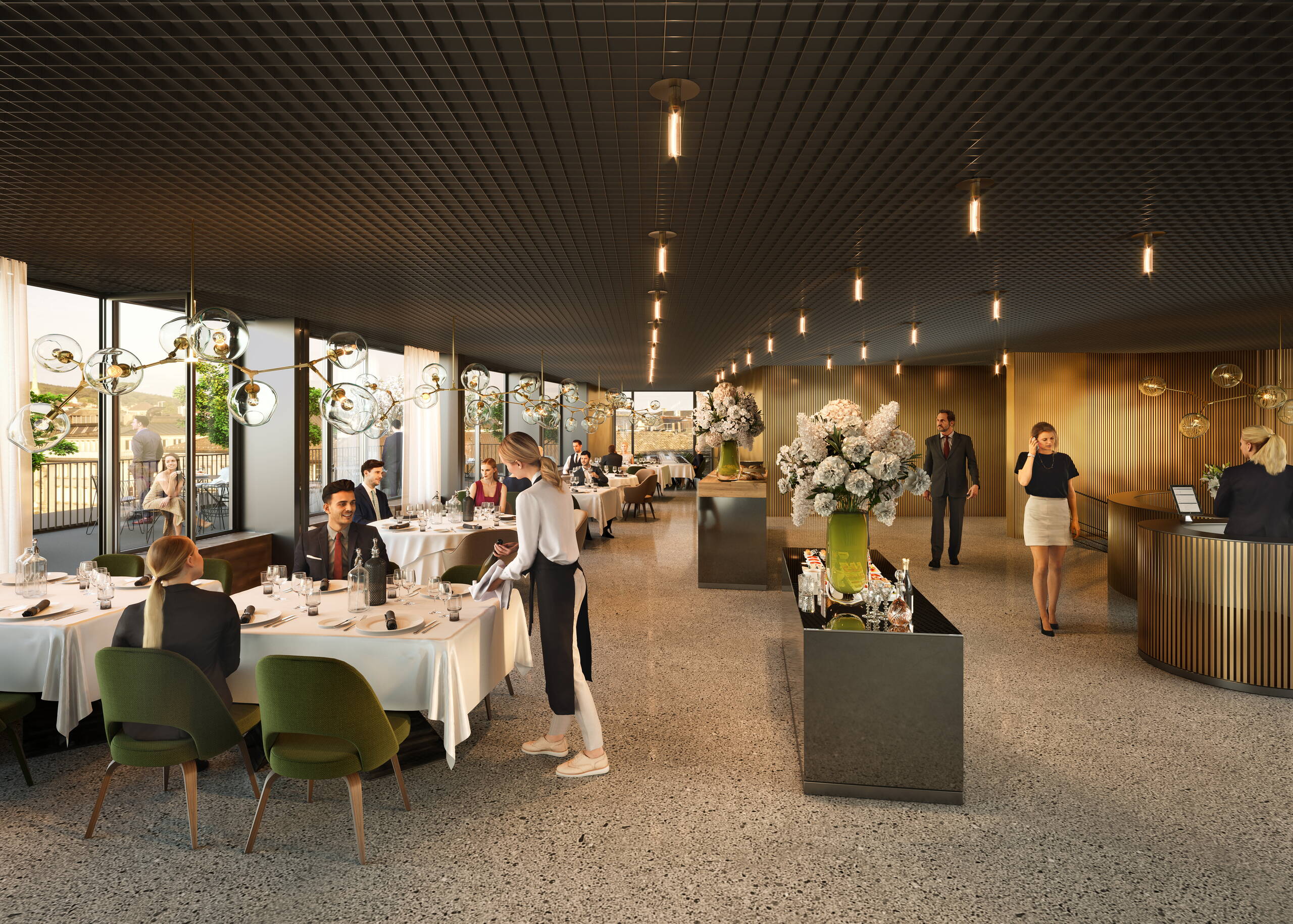 Architekturvisualisierungen, Innenbreich, Restaurant, Lichtstimmung, Inszenierung Oblicht