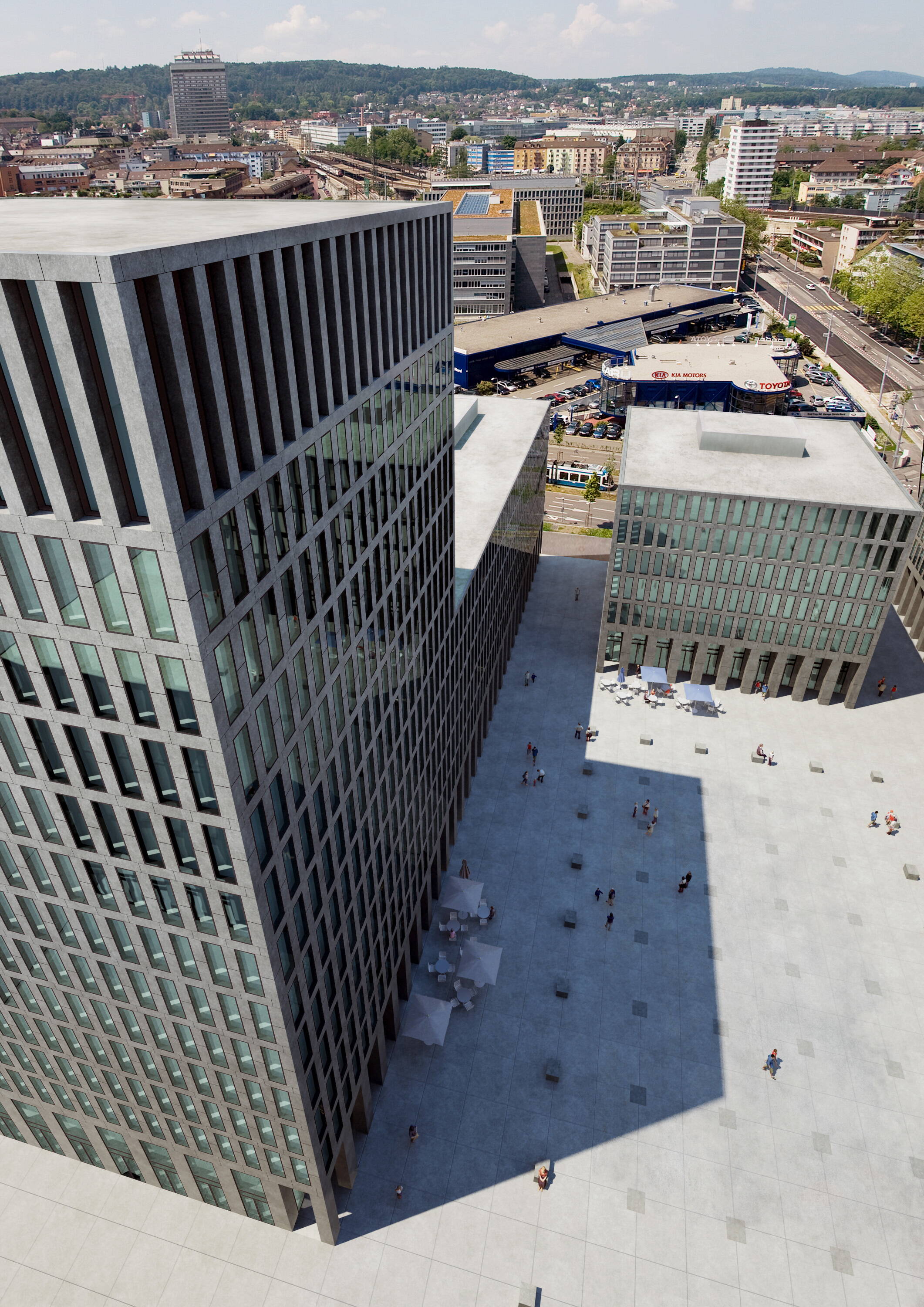 Architekturvisualisierungen, Credit Suisse Tower Örlikon Übersicht, Aussenvisualisierung, 3D Rendering