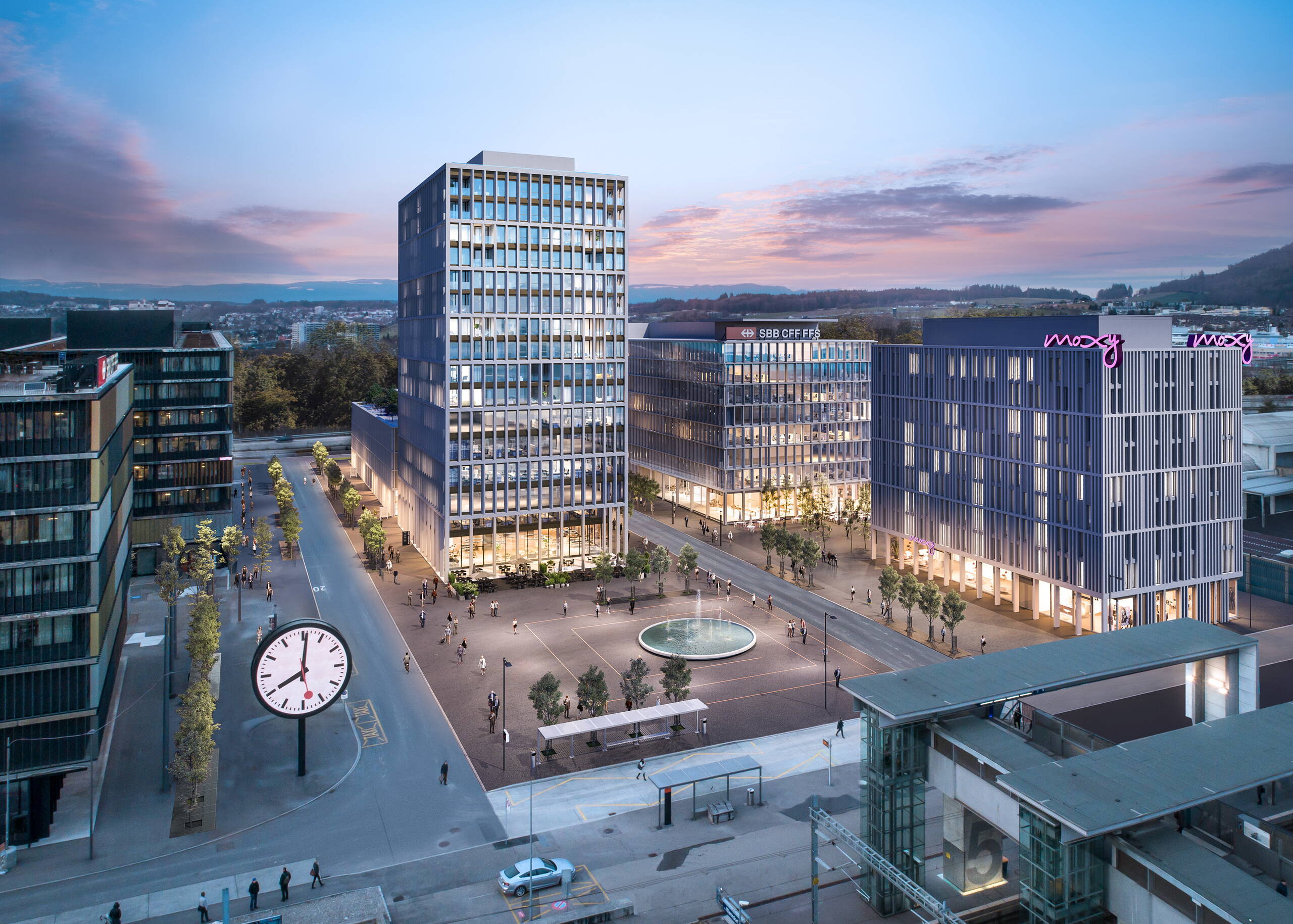 Trio Wankdorf, Vogelperspektive, Hochhaus, Architekturvisualisierungen, Drohnenaufnahme