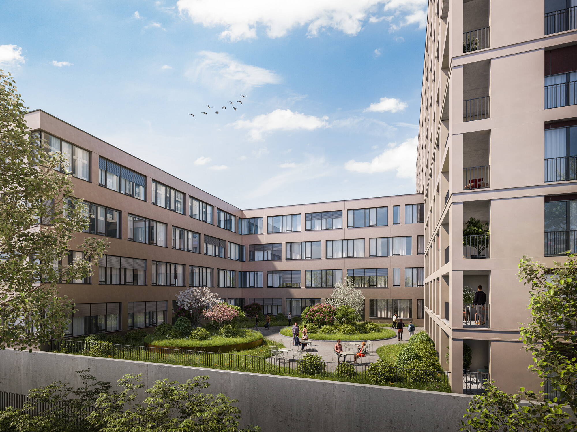 Hof, Architektur, Visualisierung, 3D Rendering, Architekturvisualisierungen, Aussenvisualisierung, Immobilienvisualisierungen