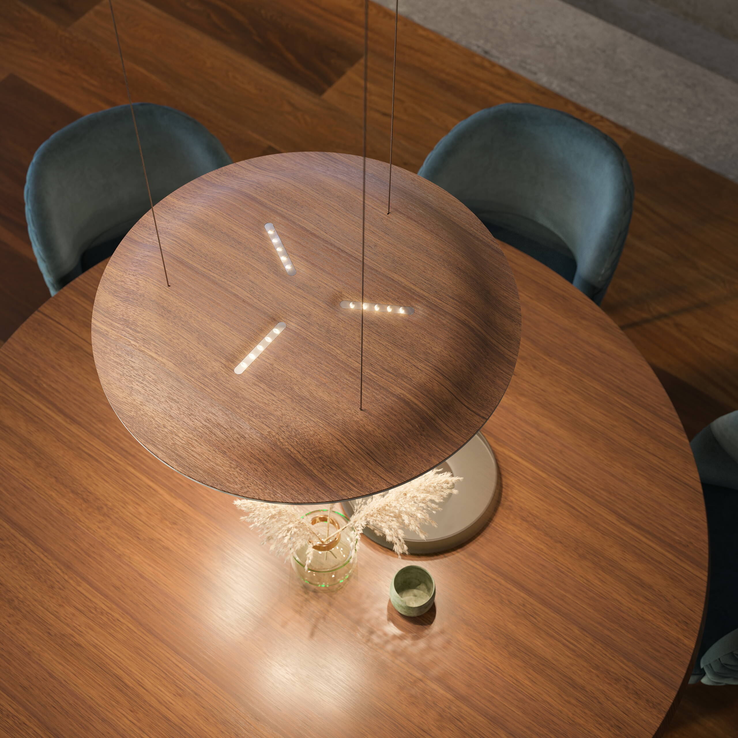 Produktvisualisierungen, Leuchte, nimbus, Lighting Pad Lounge, 3D Rendering, virtueller Showroom, Innenvisualisierung