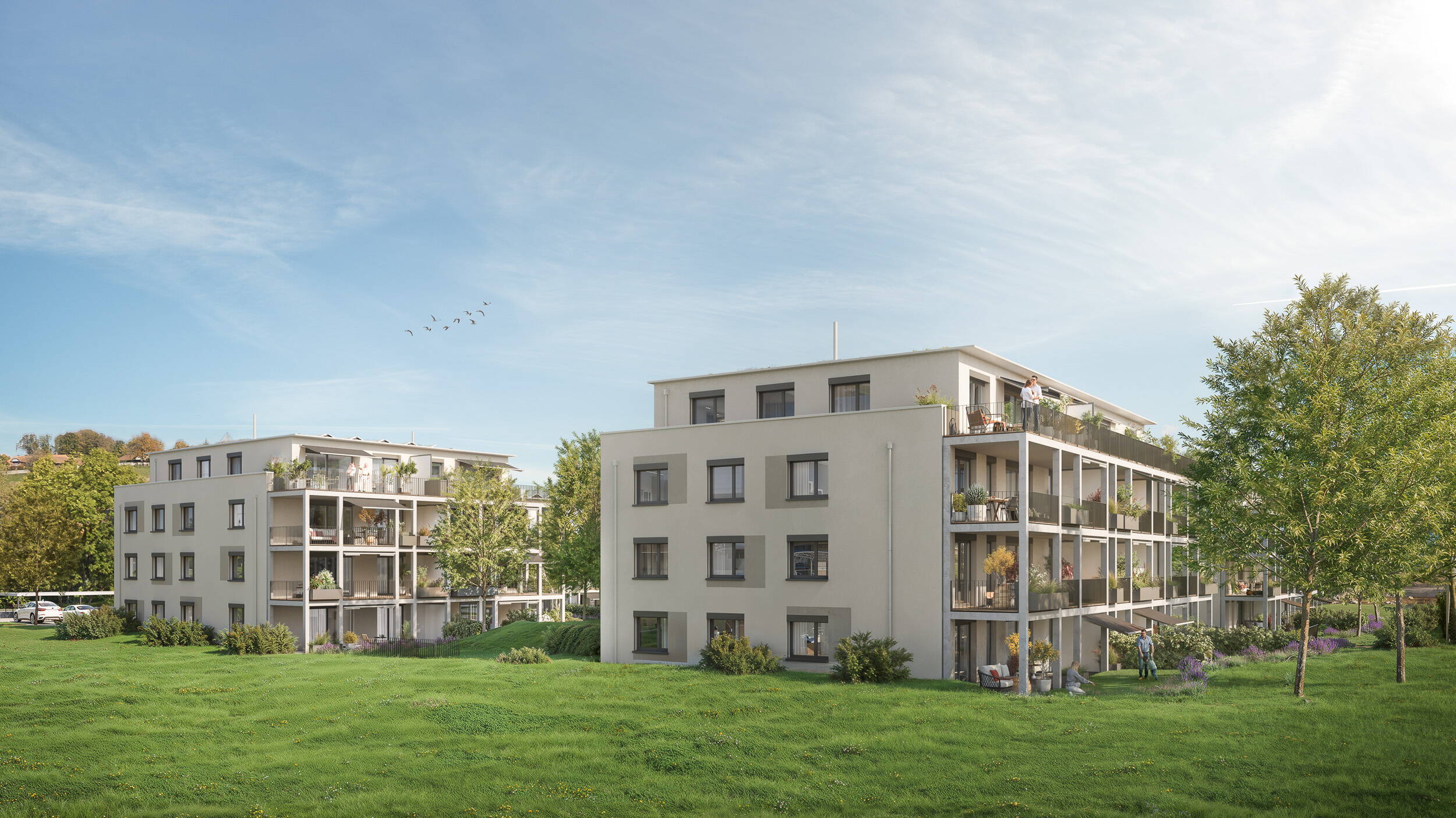 Dorfpark, Riggisberg, MotionPanos, 360° Panoramen, Immobilienvisualisierungen, Architekturvisualisierungen, virtueller Rundgang, RoomFinder, Visualisierung Aussen, Drohnenaufnahmen, Virtuelle Innenarchitektur, Aussen Besuchersicht
